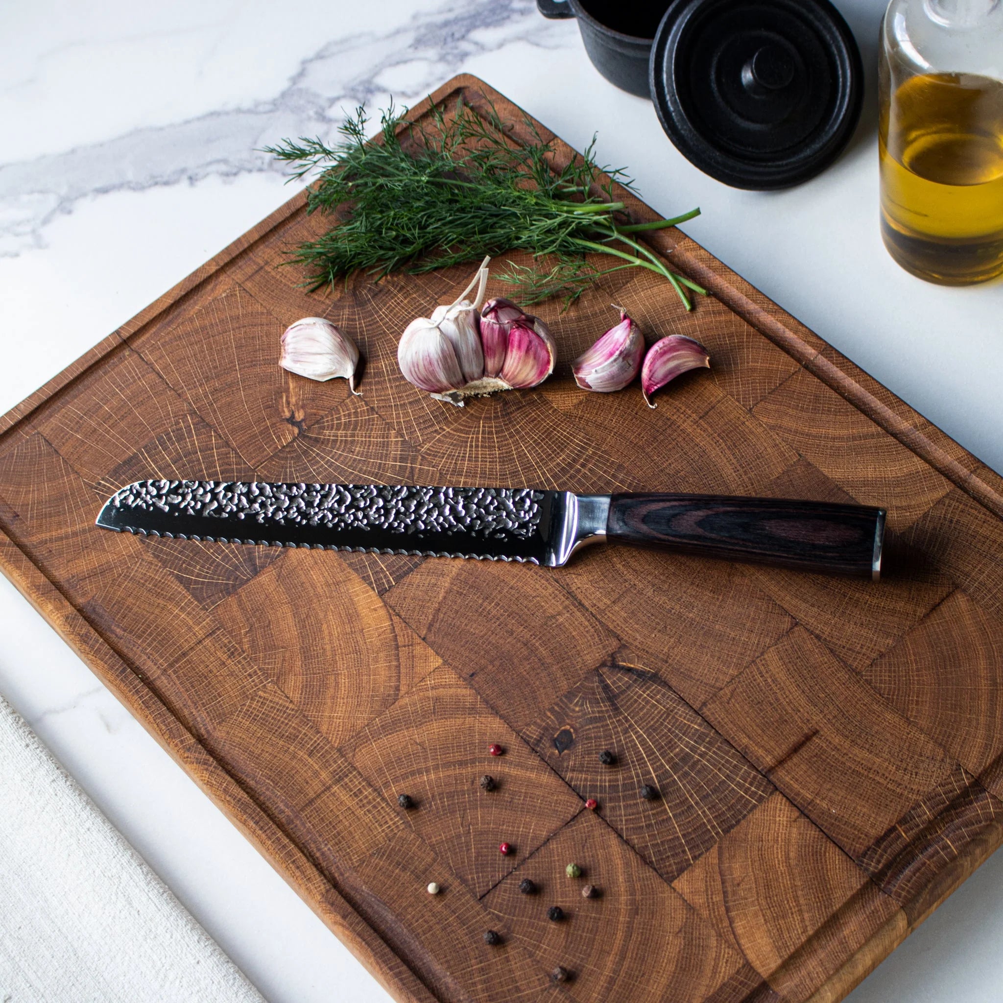 Sukomesser - Brotmesser aus gehämmertem Edelstahl 20 cm