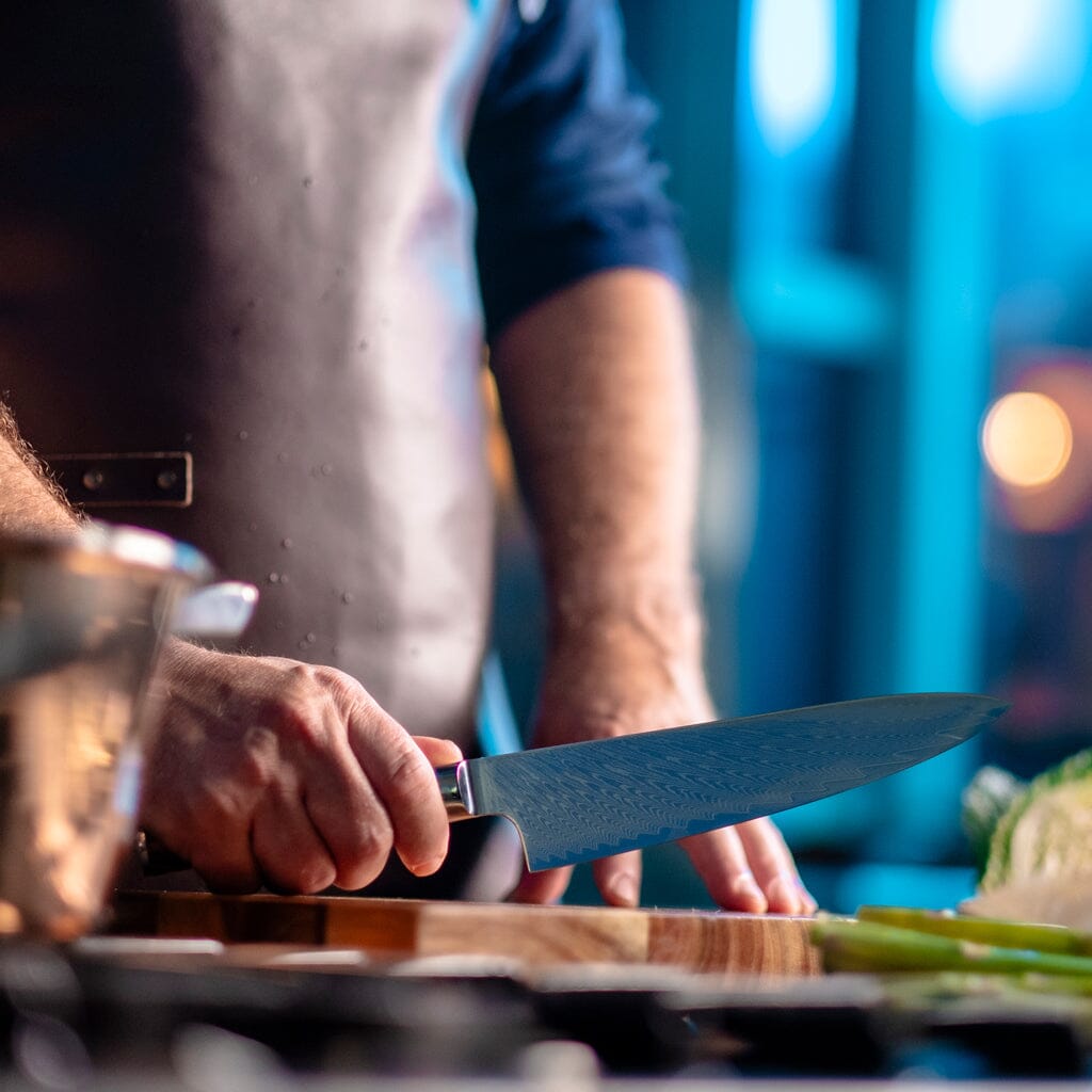 Sukomesser - Epoxy Sapphire - Damast Kochmesser 20 cm