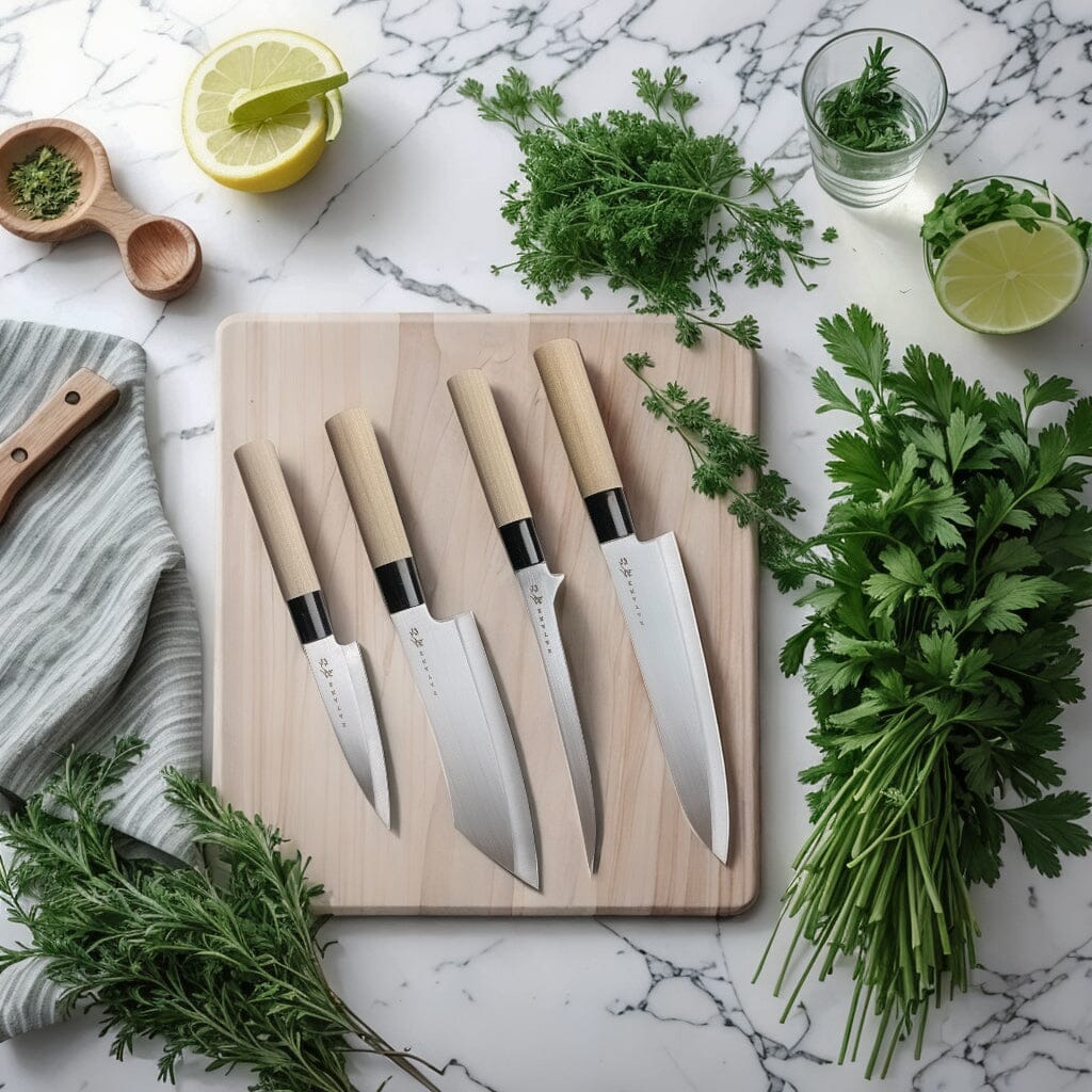 Satake - Japanisches 4-teiliges Messerset aus Magnolienholz