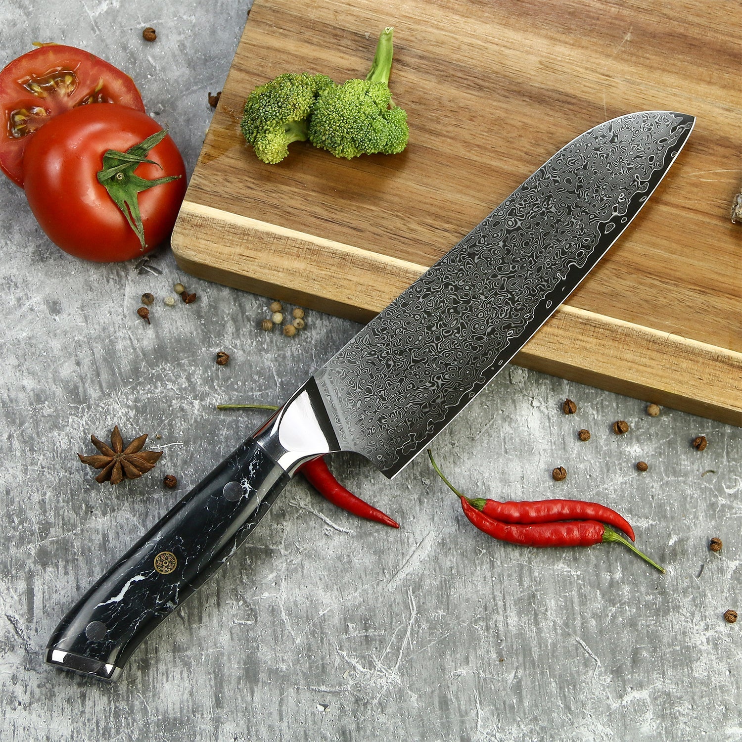 Santoku Black Marble