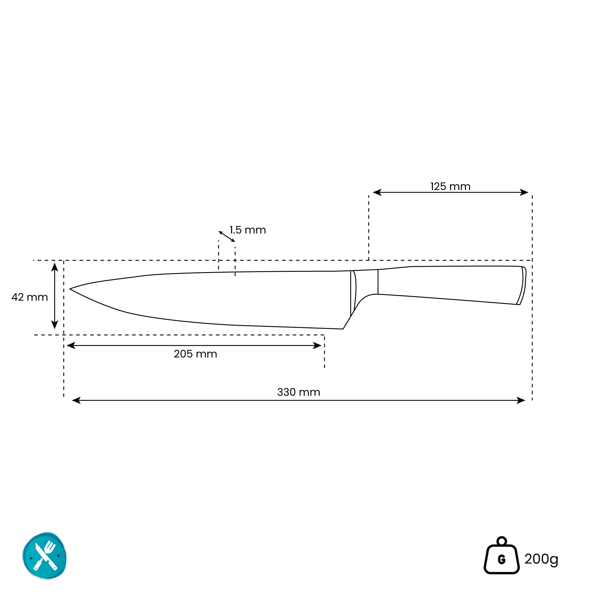 Sukomesser - Japanischer Damastdruck - Kochmesser 20 cm