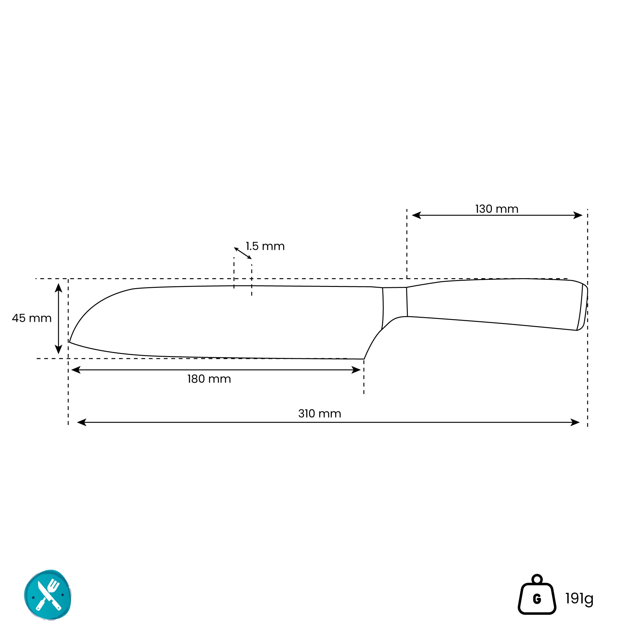 Sukomesser - Japanische Damastdruck-Serie - Santokumesser (18cm)
