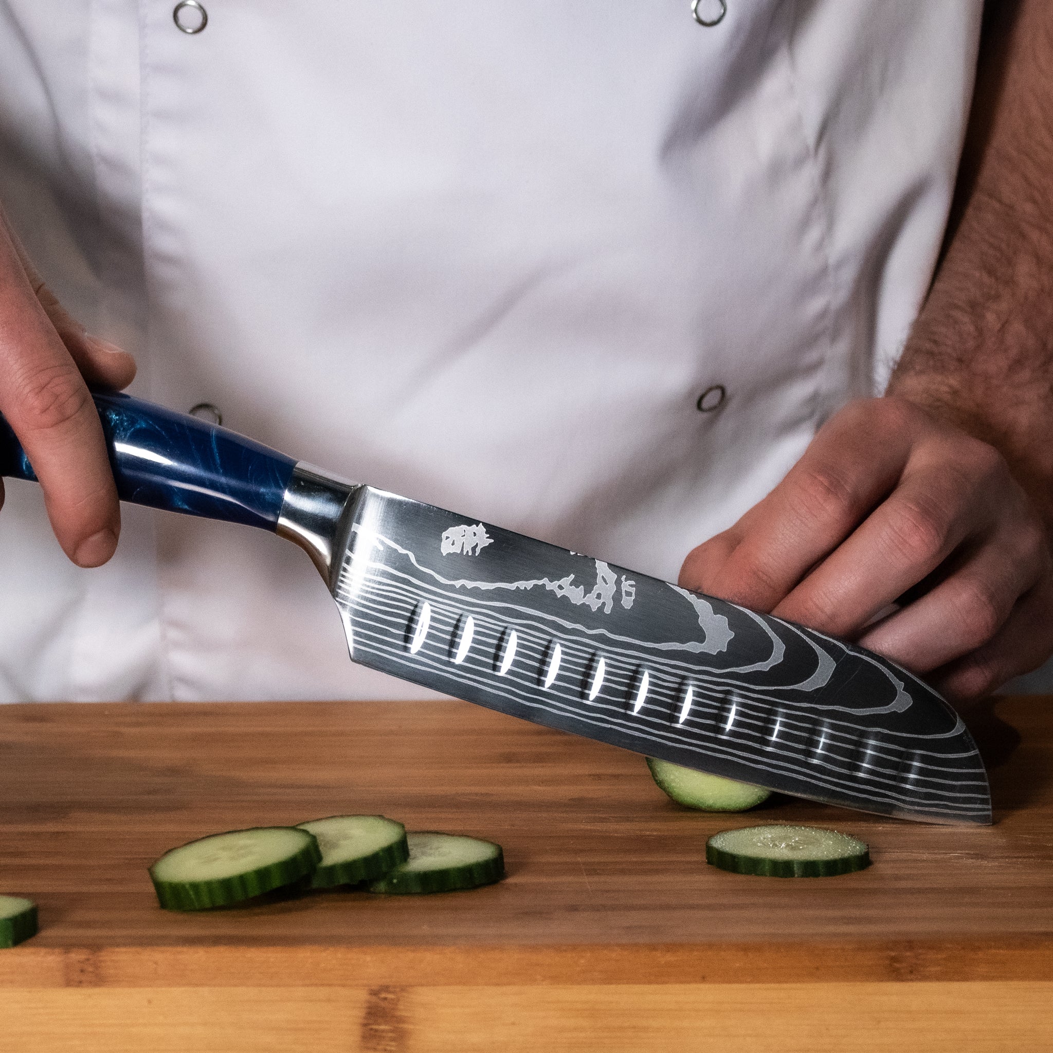 Sukomesser - Japanische Damastdruck-Serie - Santokumesser (18cm)