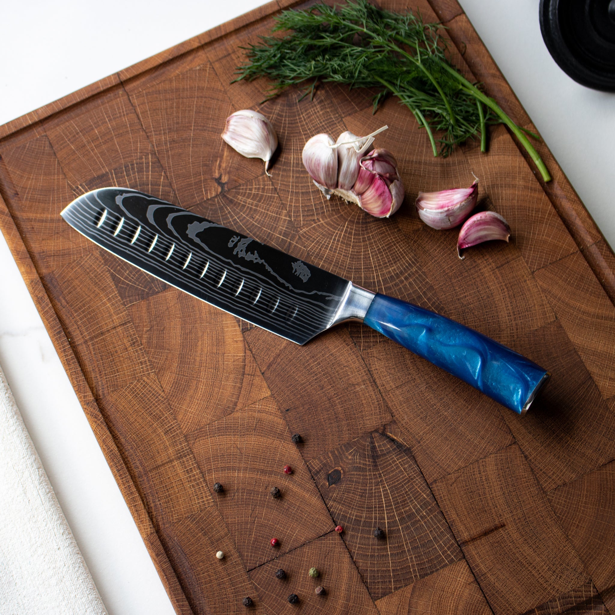 Sukomesser - Japanische Damastdruck-Serie - Santokumesser (18cm)