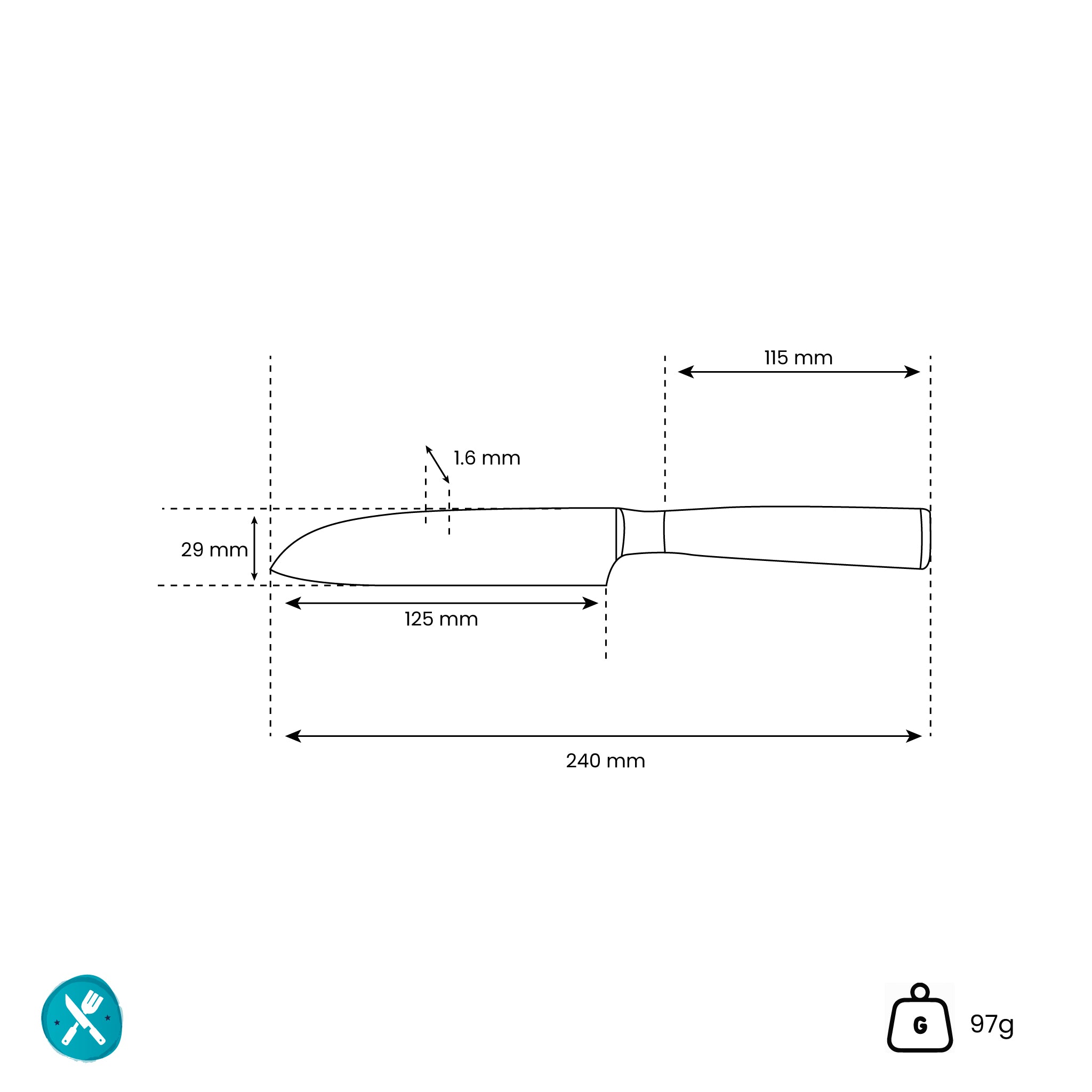 Sukomesser - Japanische Damastdruck-Serie - Kleines Santokumesser (13cm)