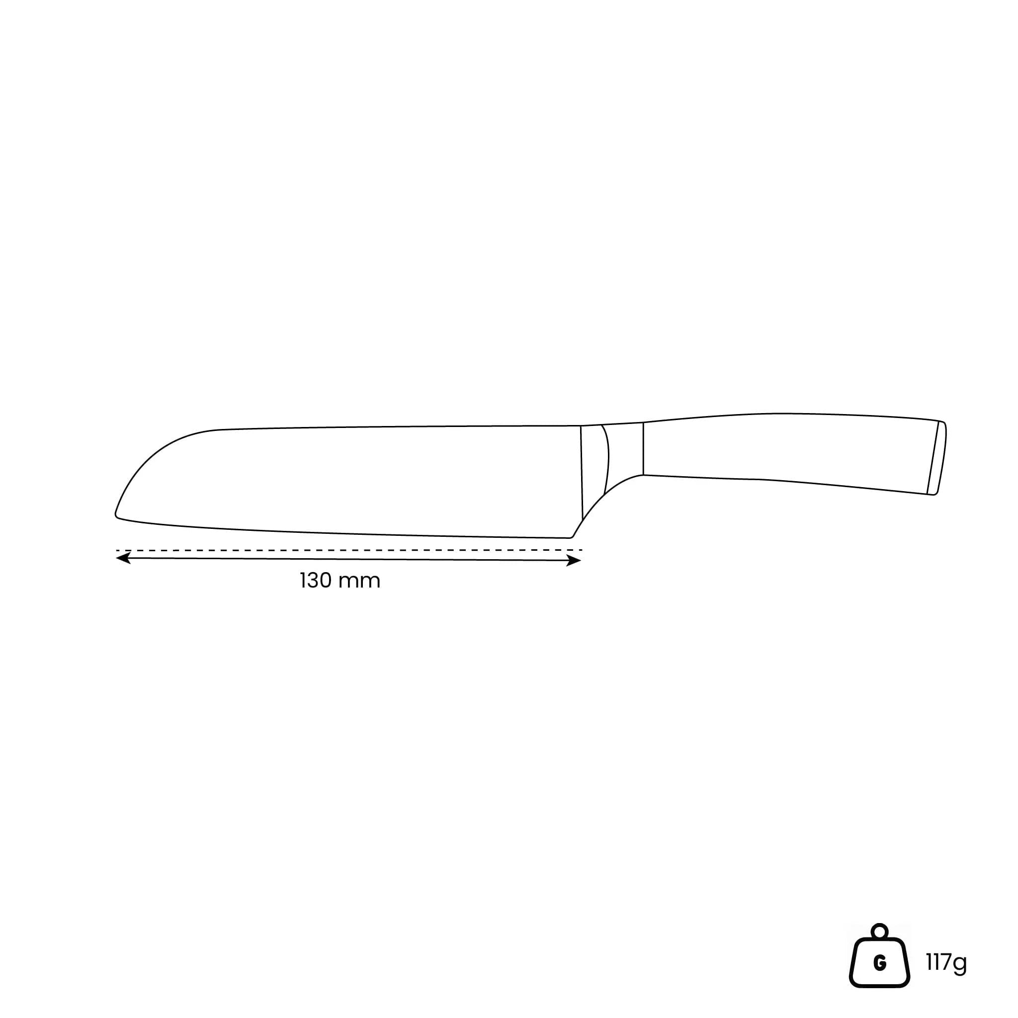 Sukomesser - Santokumesser aus gehämmertem Edelstahl 13 cm