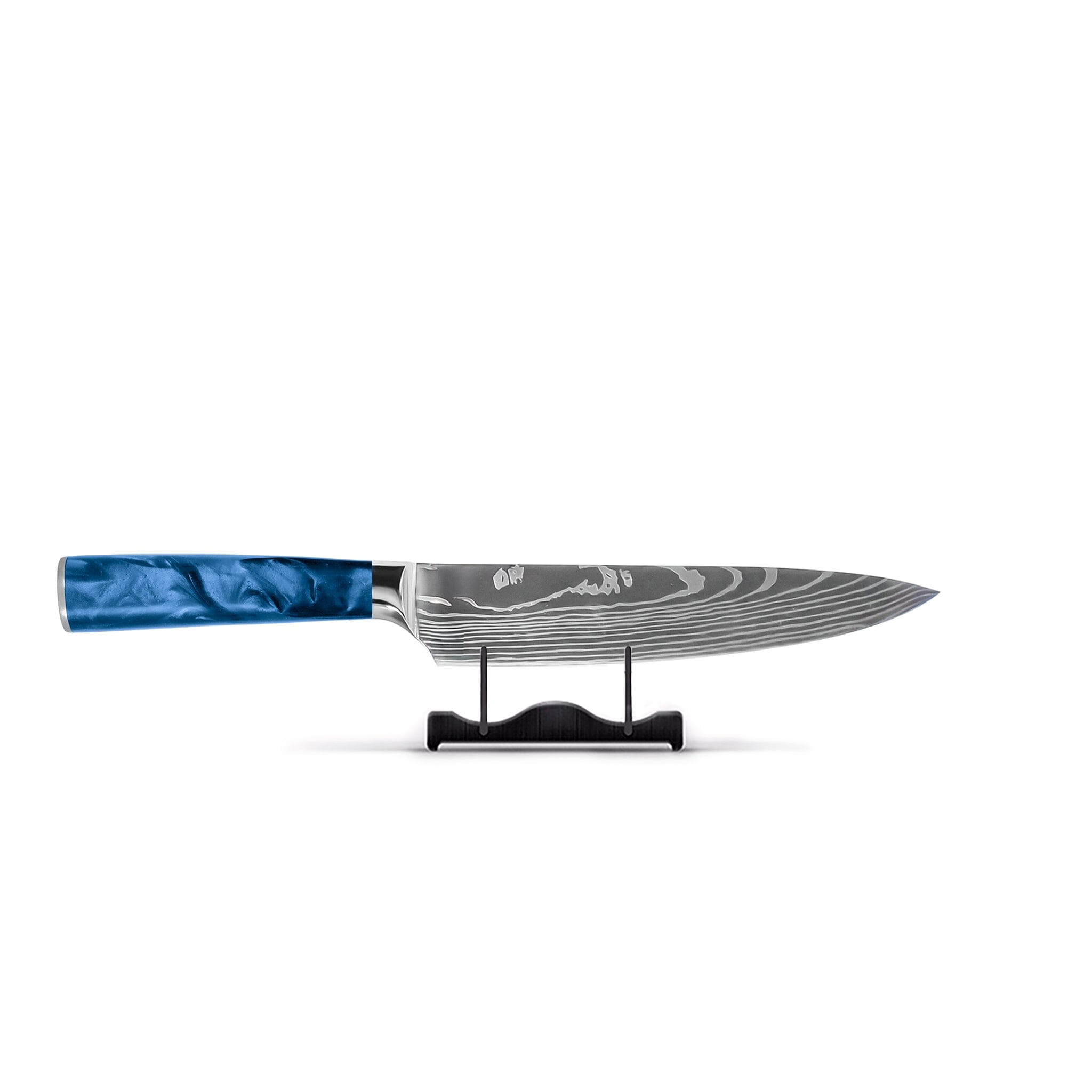Suko Messer – 3-teiliges Messerset mit Damaszener-Print und Epoxid-Saphir – Kochmesser + Santoku + Schälmesser
